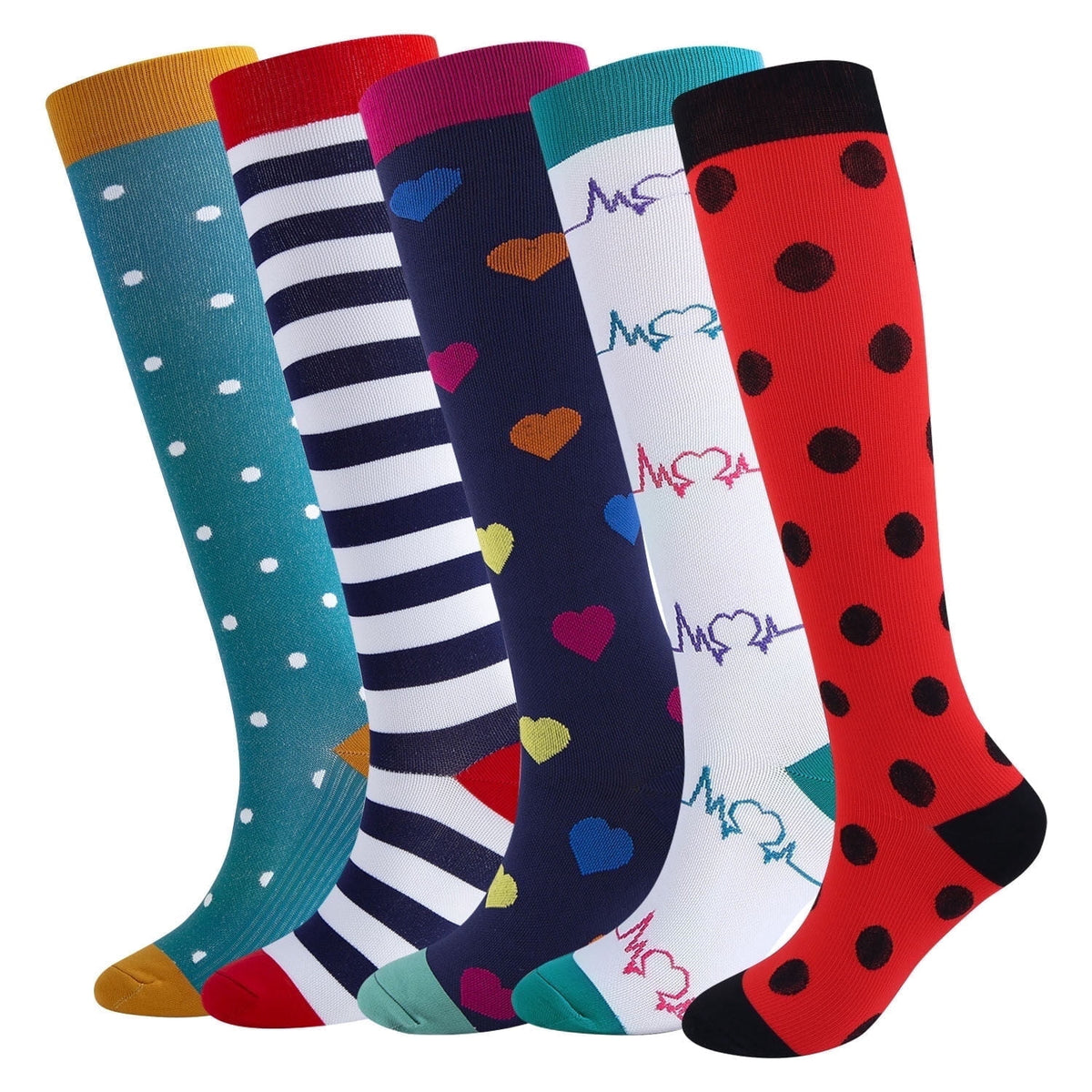 KAWELL Compression Socks for Women and Men, 15-20 mmHg Support Knee High Socks for Running,Nursing,Athletic