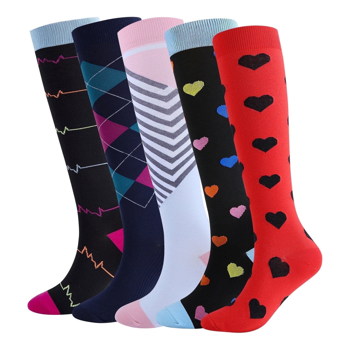 KAWELL Compression Socks for Women and Men, 15-20 mmHg Support Knee High Socks for Running,Nursing,Athletic