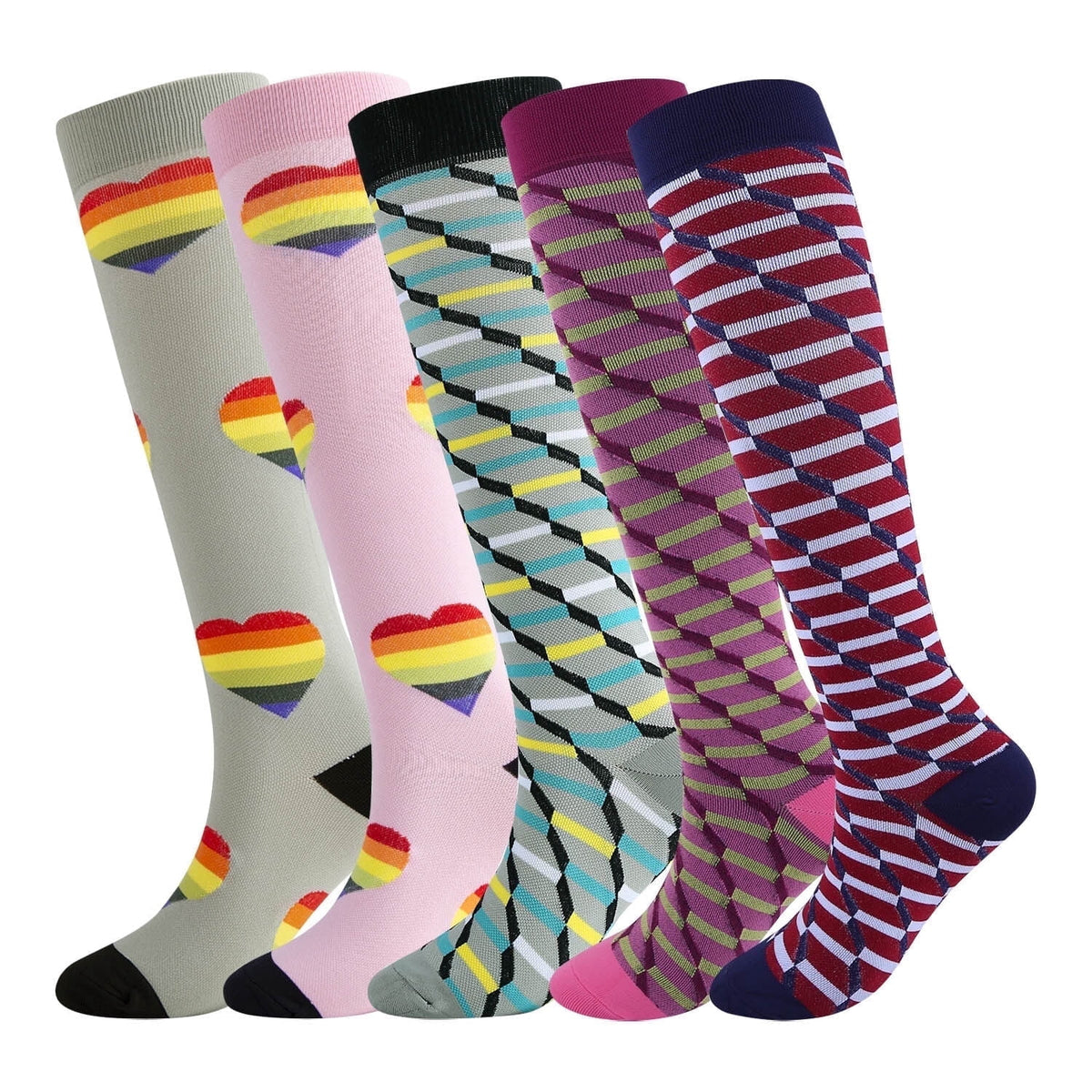 KAWELL Compression Socks for Women and Men, 15-20 mmHg Support Knee High Socks for Running,Nursing,Athletic