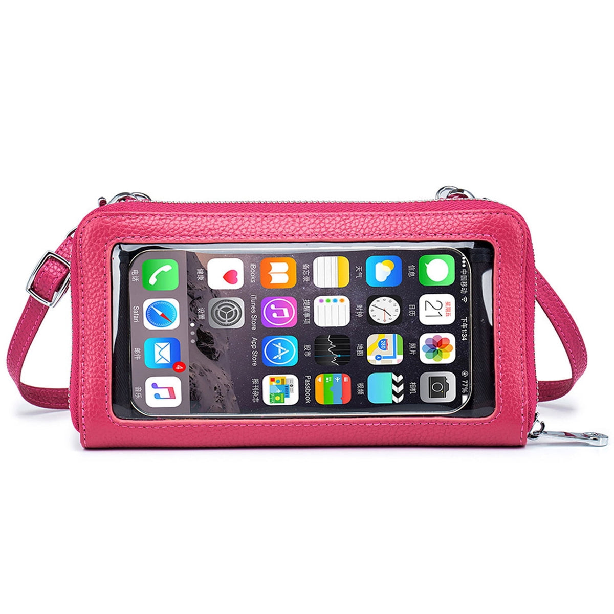 KAWELL Crossbody Cell Phone Purse for Women Genuine Leather Shoulder Handbag with Adjustable Strap
