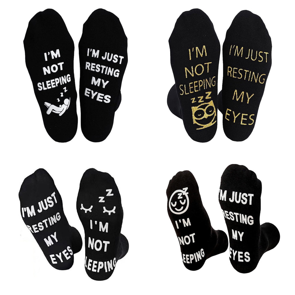 KAWELL Dad Gifts 4-pack Funny Socks for Men: I'm Not Sleeping I'm Just Resting My Eyes Socks Christmas Birthday Gifts