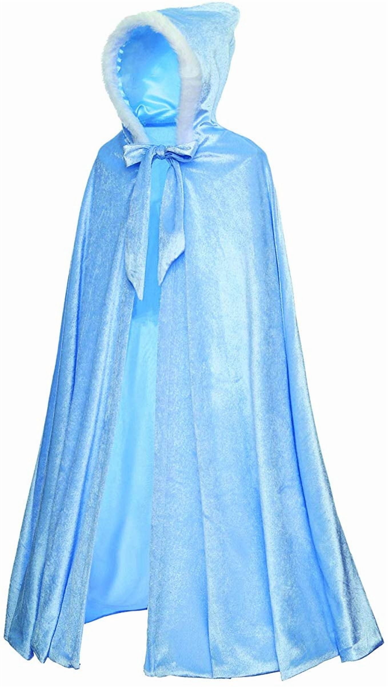 KAWELL Princess Full Length Girls Cloaks Blue Halloween Costume Capes for Child 3-12 Years