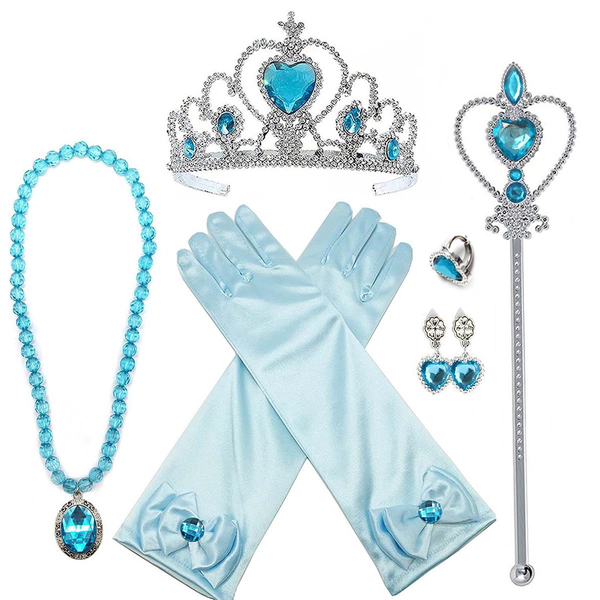 KAWELL Princess Dress up Costume with Cosplay Accessories Crown Wand & Gloves