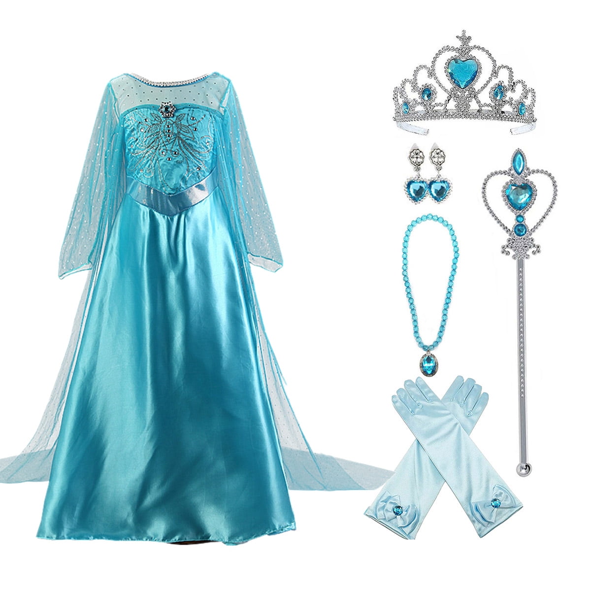 KAWELL Girls Costume Sequin Fancy Princess Dress up for Birthday Party,Child