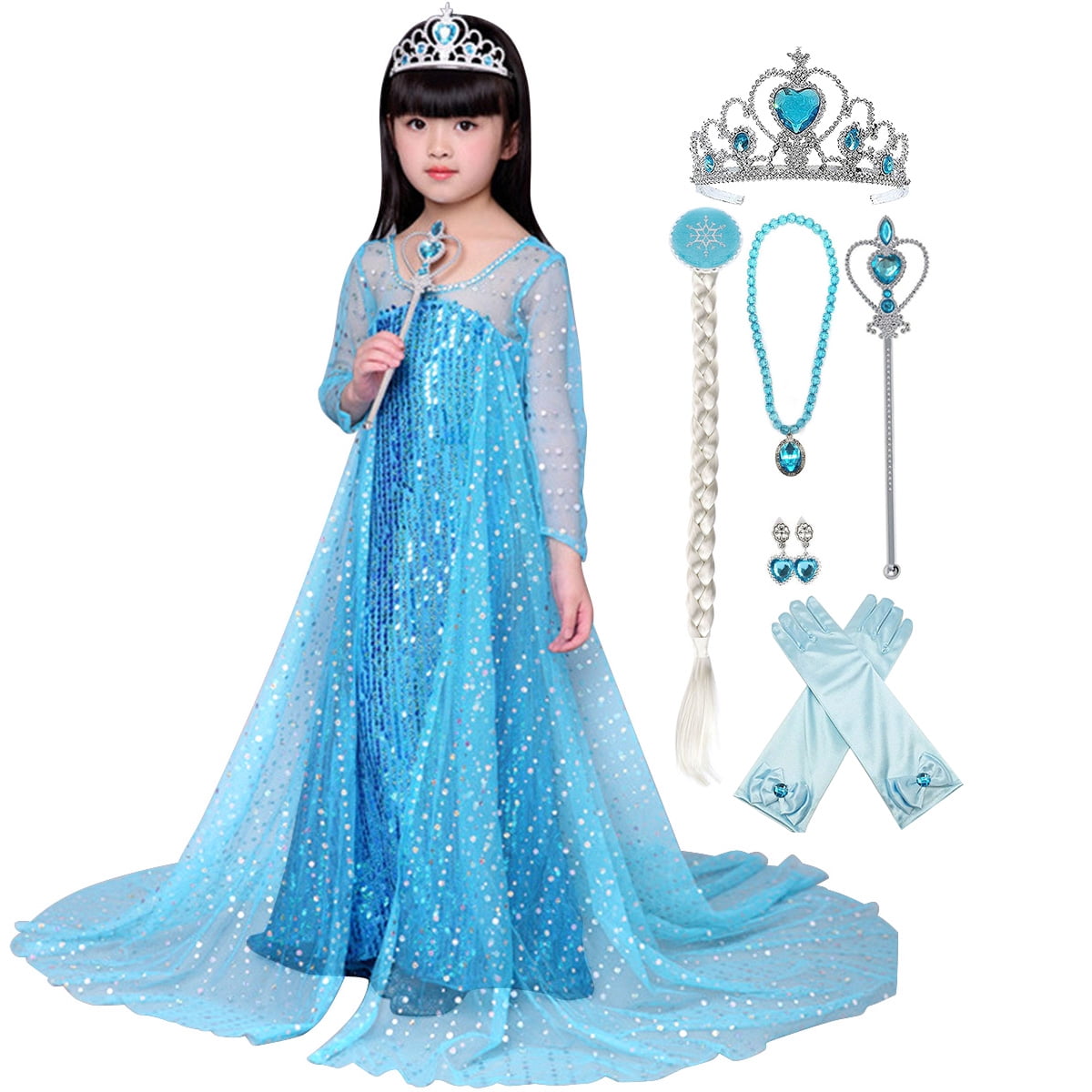 KAWELL Girls Princess Costume Birthday Party Christmas Halloween Fancy Dress up,Child 3T