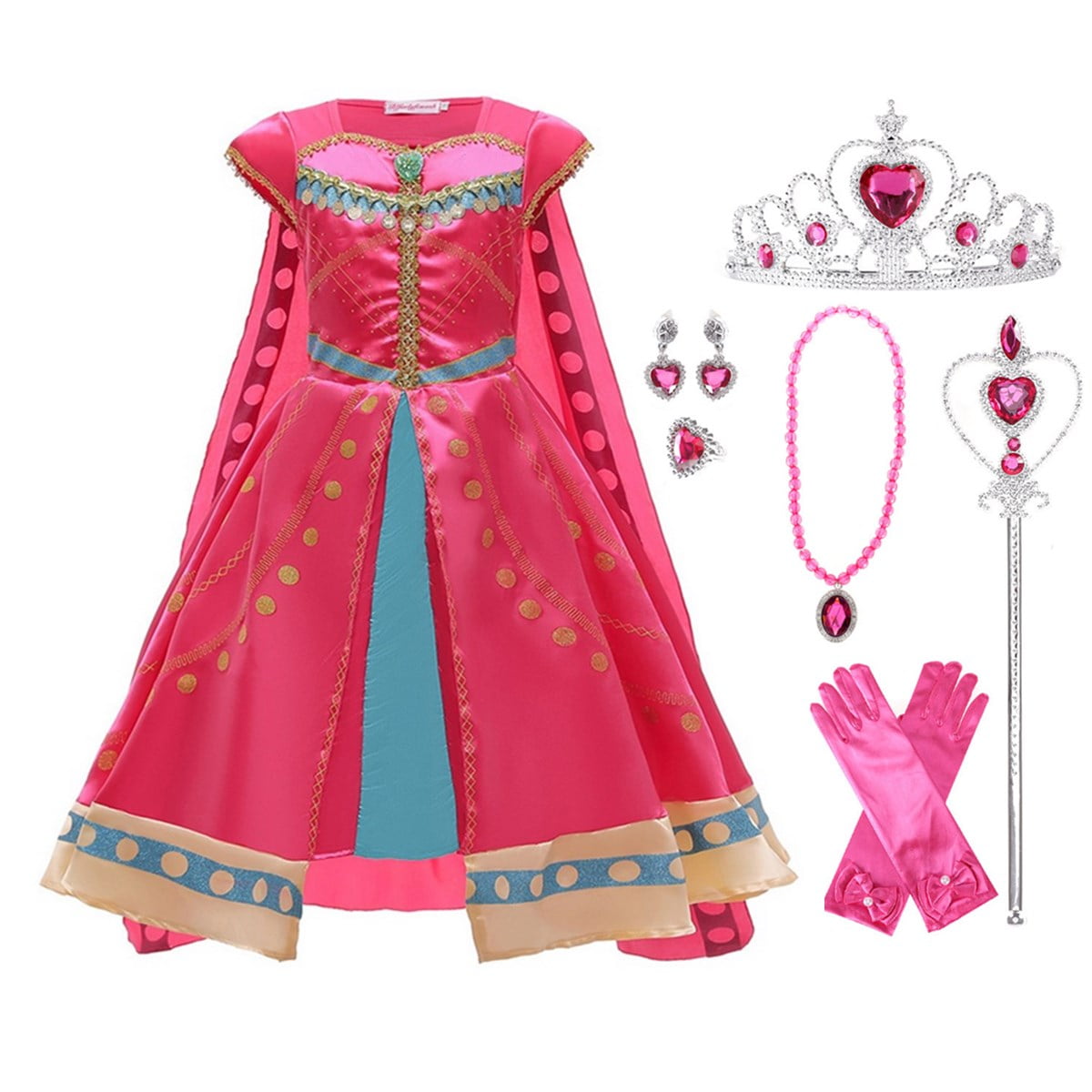 KAWELL Princess Costume for Girls Rose Sequined Princess Christmas Dress Up, Little Girls 2t 3t