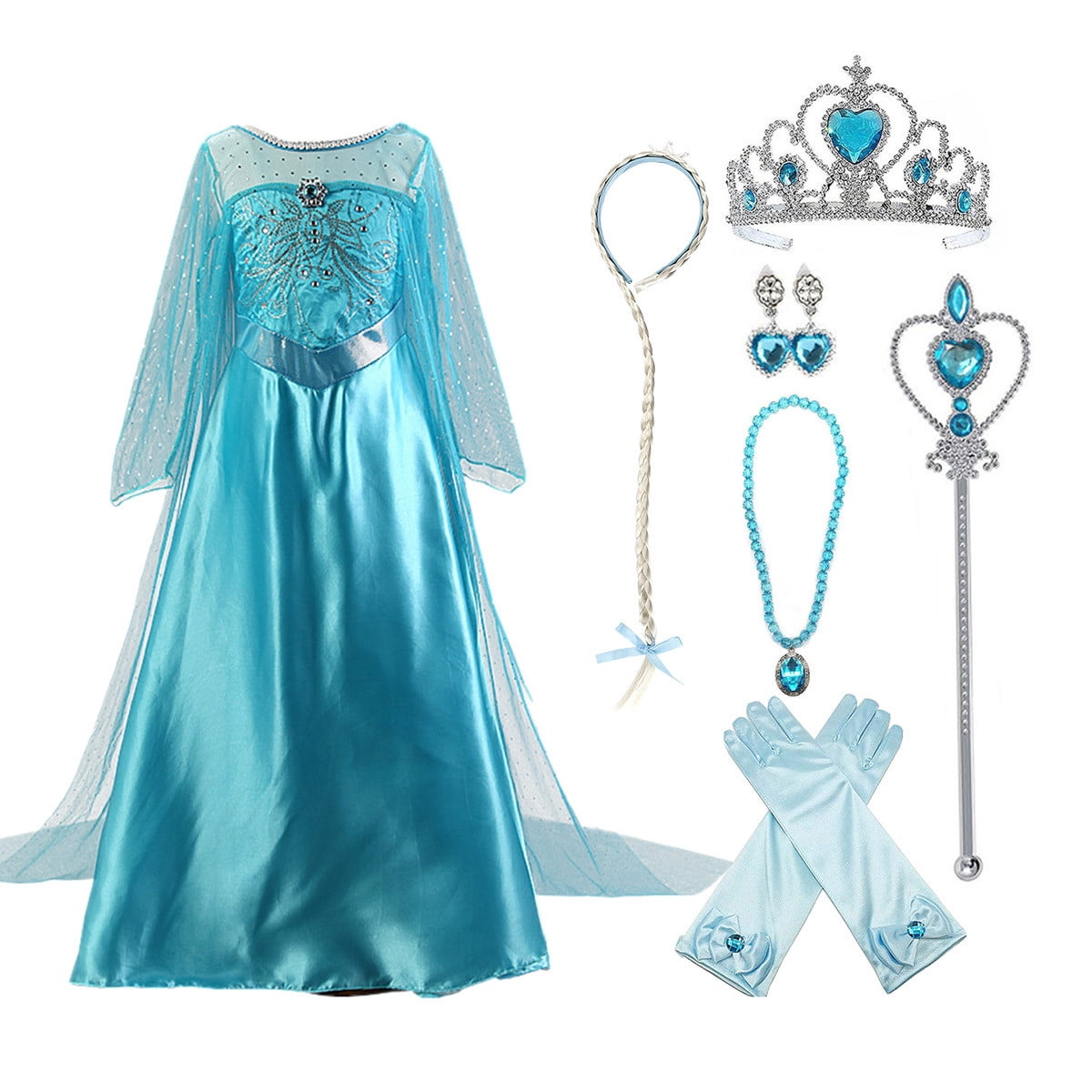 KAWELL Girls Costume Sequin Fancy Princess Dress up for Birthday Party,Child