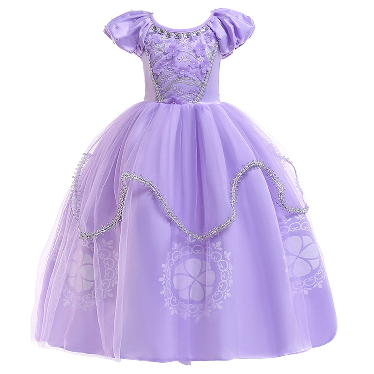 KAWELL Little Girls Sofia Princess Costume Birthday Christmas Party Halloween Cosplay Fancy Dress Up Outfits w/Accessories