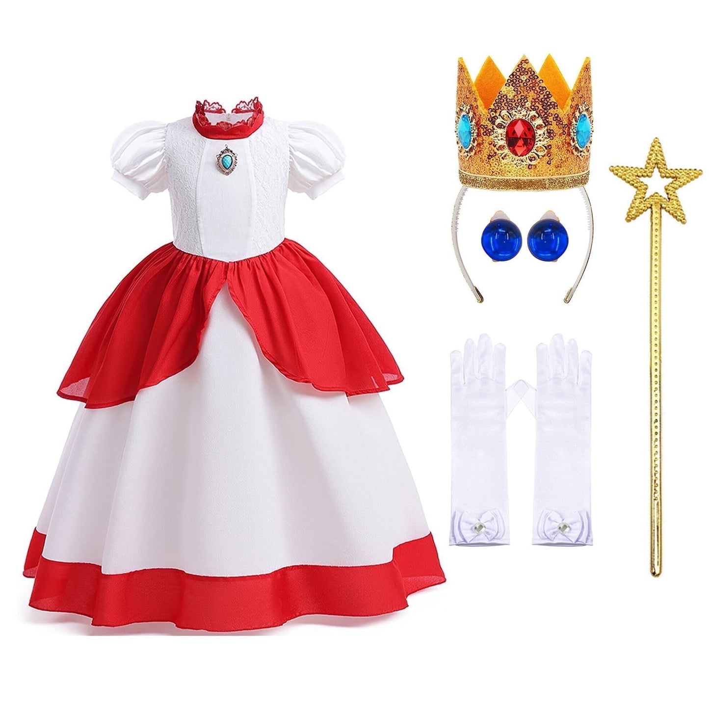 KAWELL Princess Rose Pink Costume for Girls Halloween Cosplay Dress Up 7-8 Years