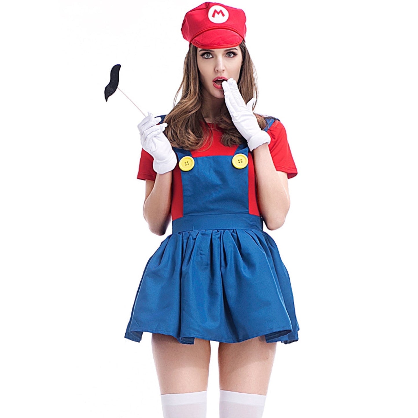 KAWELL Super Bros Costume for Adults Unisex Cap Gloves Fake Accessory Kit for Cosplay Halloween for Women Men