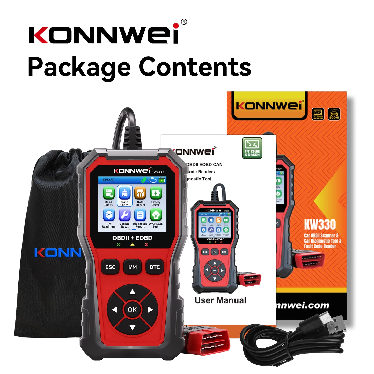 KONNWEI KW330 VAG OBD2 Diagnostic Scanner | Full System | VW Audi Skoda Seat | Oil EPB Battery Reset