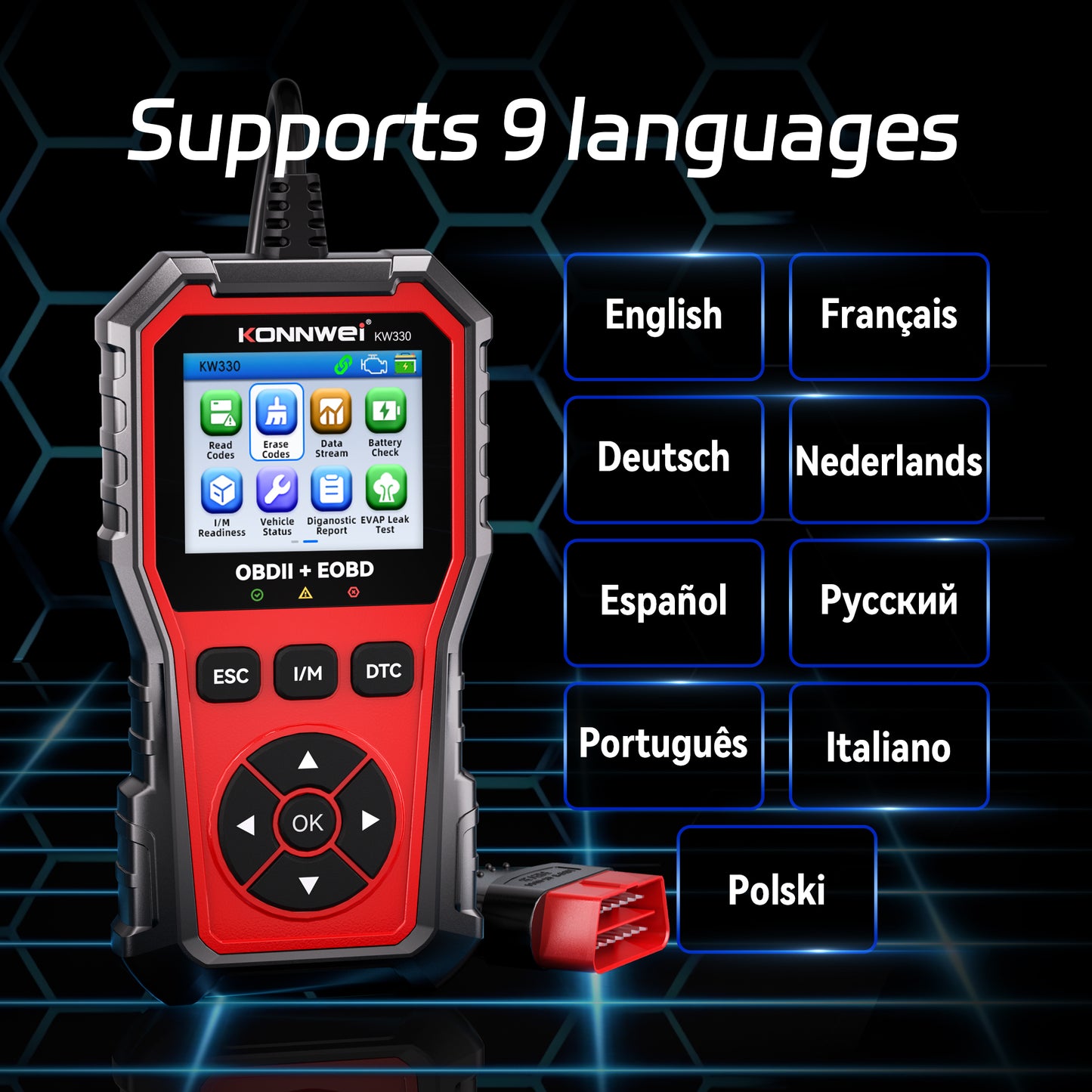 KONNWEI KW330 VAG OBD2 Diagnostic Scanner | Full System | VW Audi Skoda Seat | Oil EPB Battery Reset