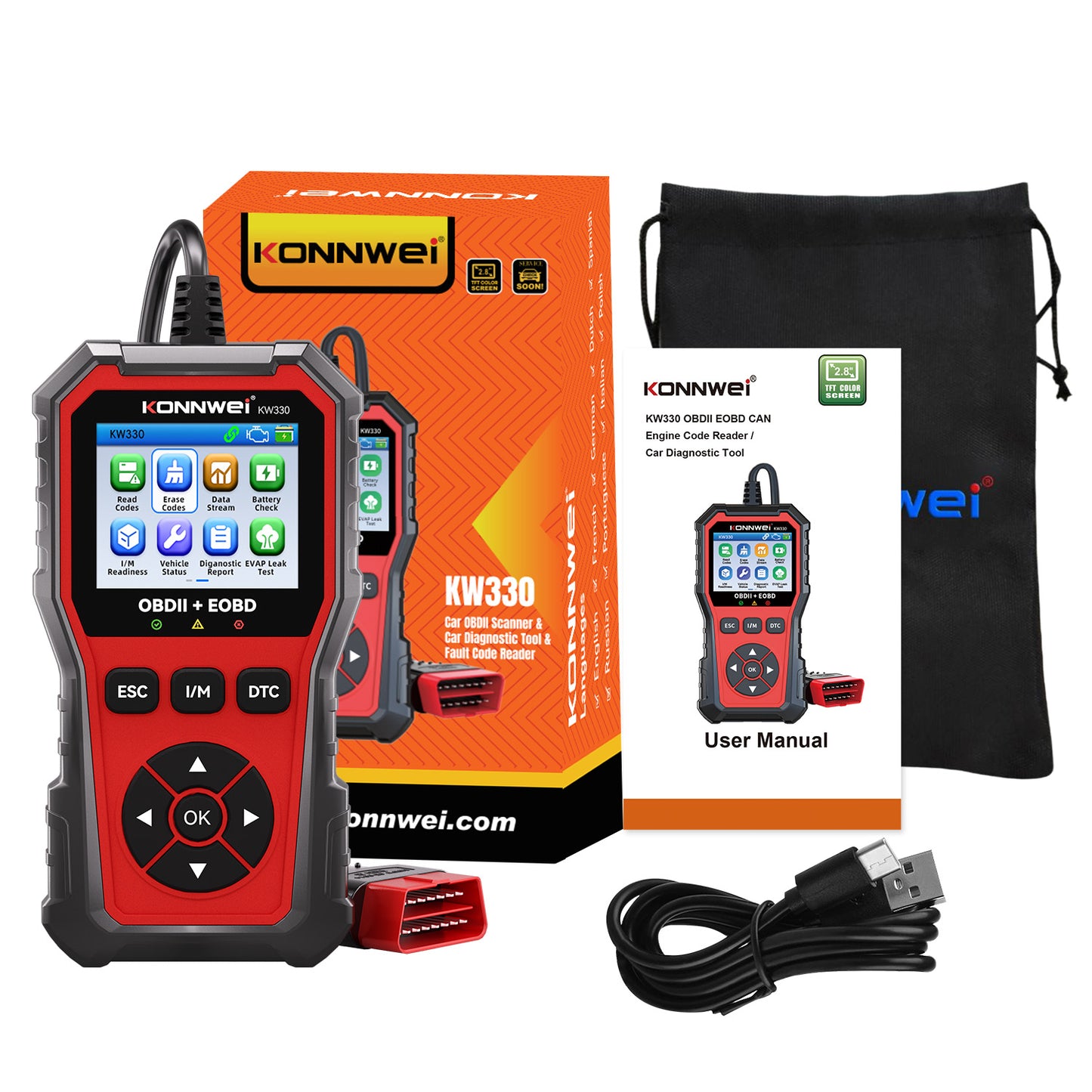 KONNWEI KW330 VAG OBD2 Diagnostic Scanner | Full System | VW Audi Skoda Seat | Oil EPB Battery Reset