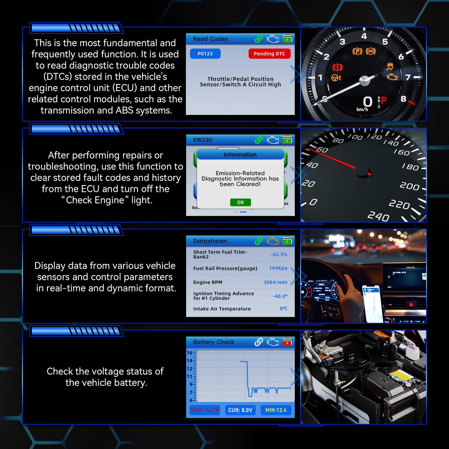KONNWEI KW330 VAG OBD2 Diagnostic Scanner | Full System | VW Audi Skoda Seat | Oil EPB Battery Reset