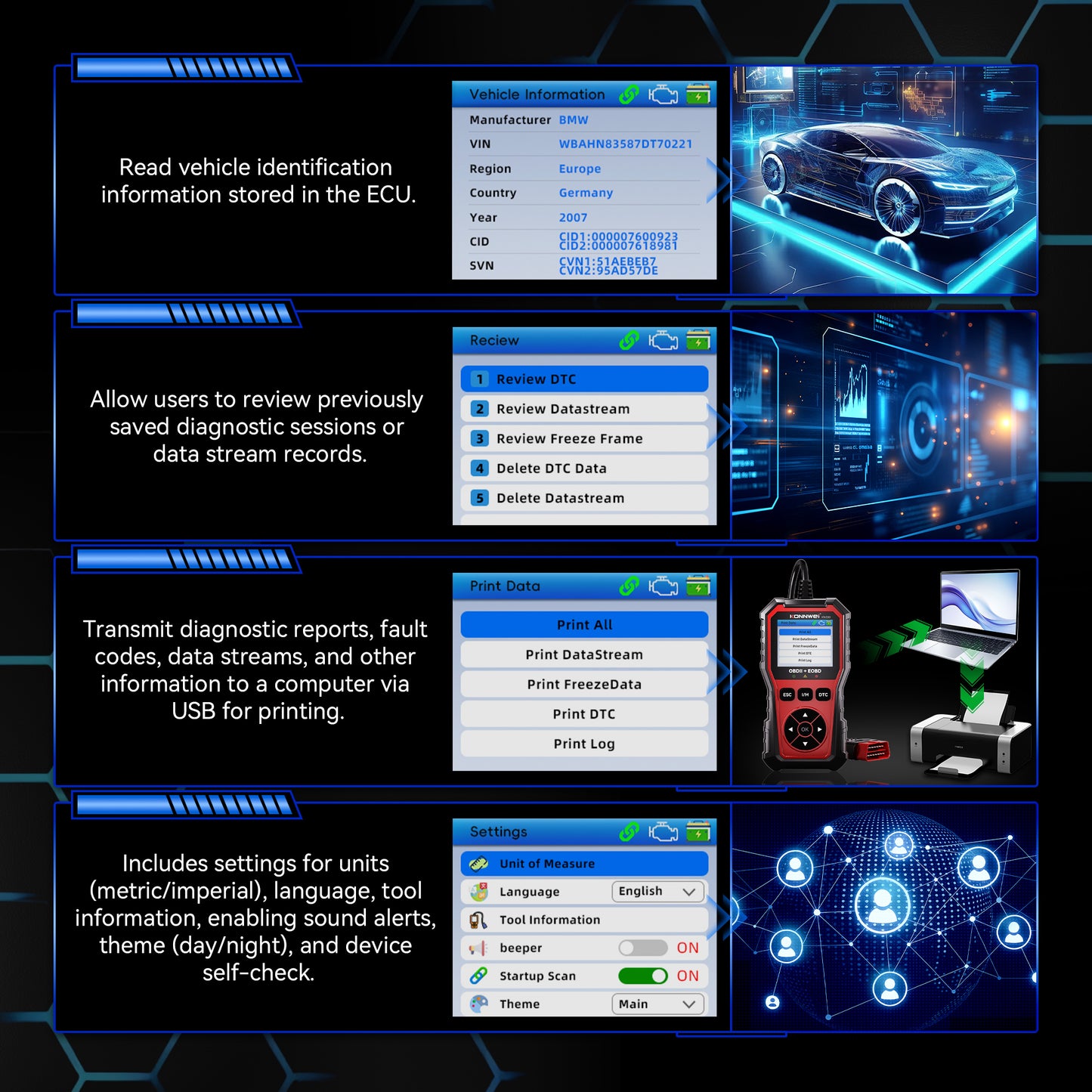 KONNWEI KW330 VAG OBD2 Diagnostic Scanner | Full System | VW Audi Skoda Seat | Oil EPB Battery Reset