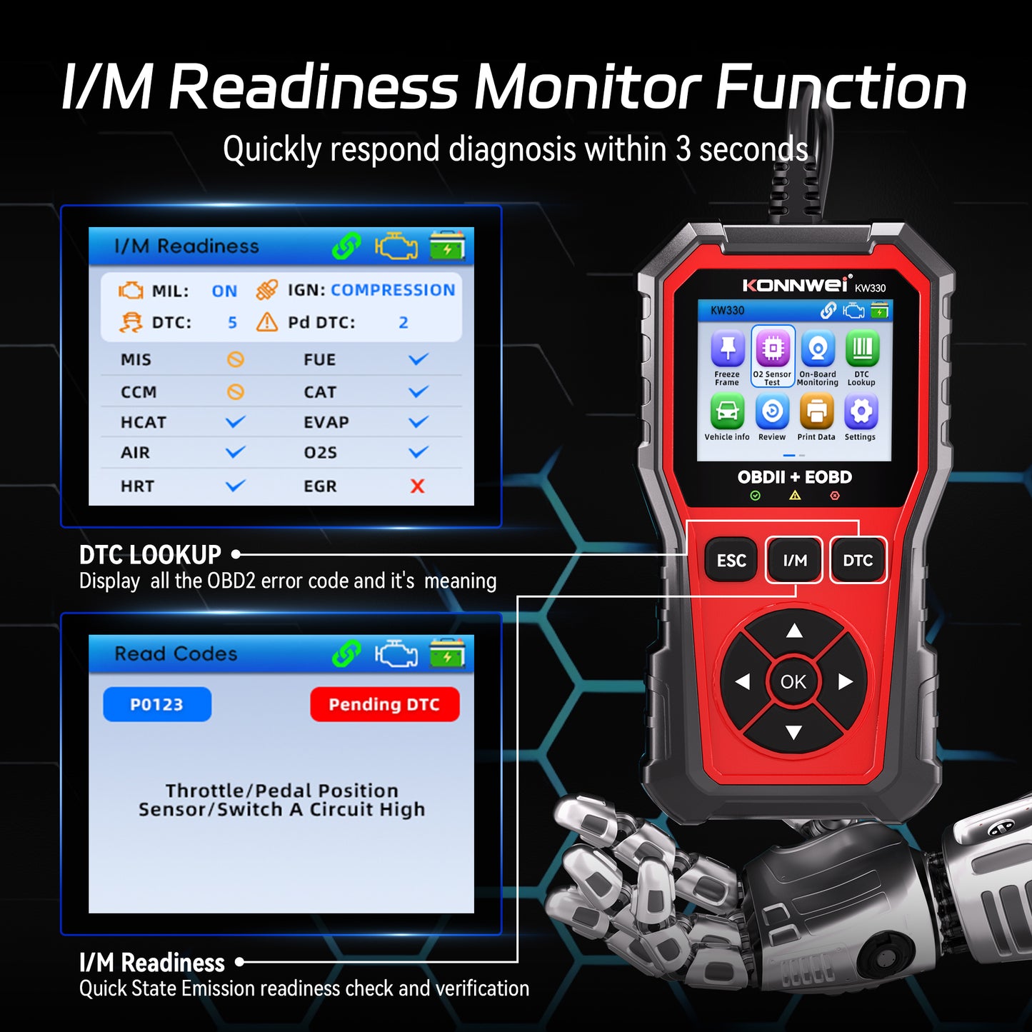 KONNWEI KW330 VAG OBD2 Diagnostic Scanner | Full System | VW Audi Skoda Seat | Oil EPB Battery Reset