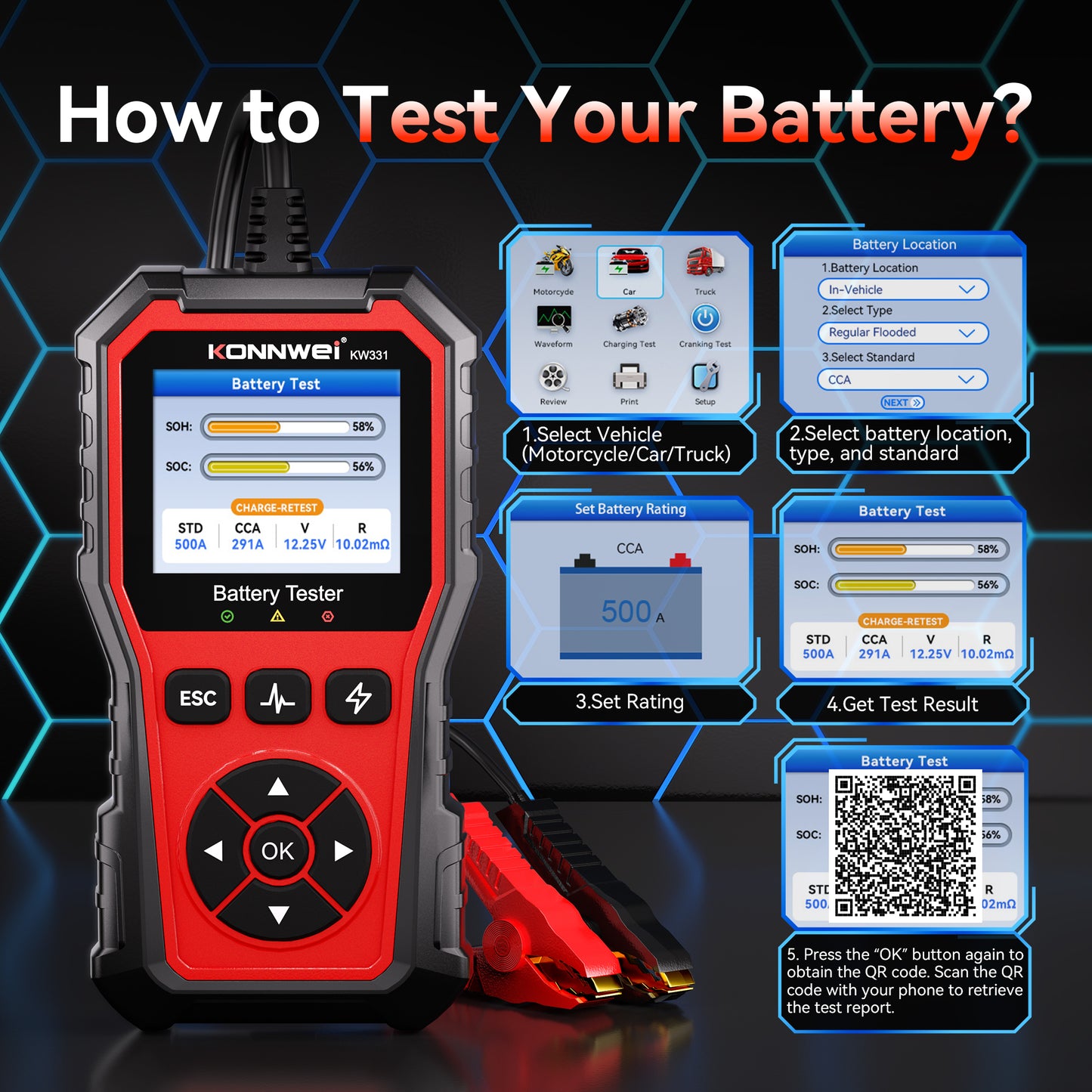 KONNWEI KW331 Mercedes-Benz Full System OBD2 Scanner | Oil Reset, ABS, Airbag, EPB, SAS