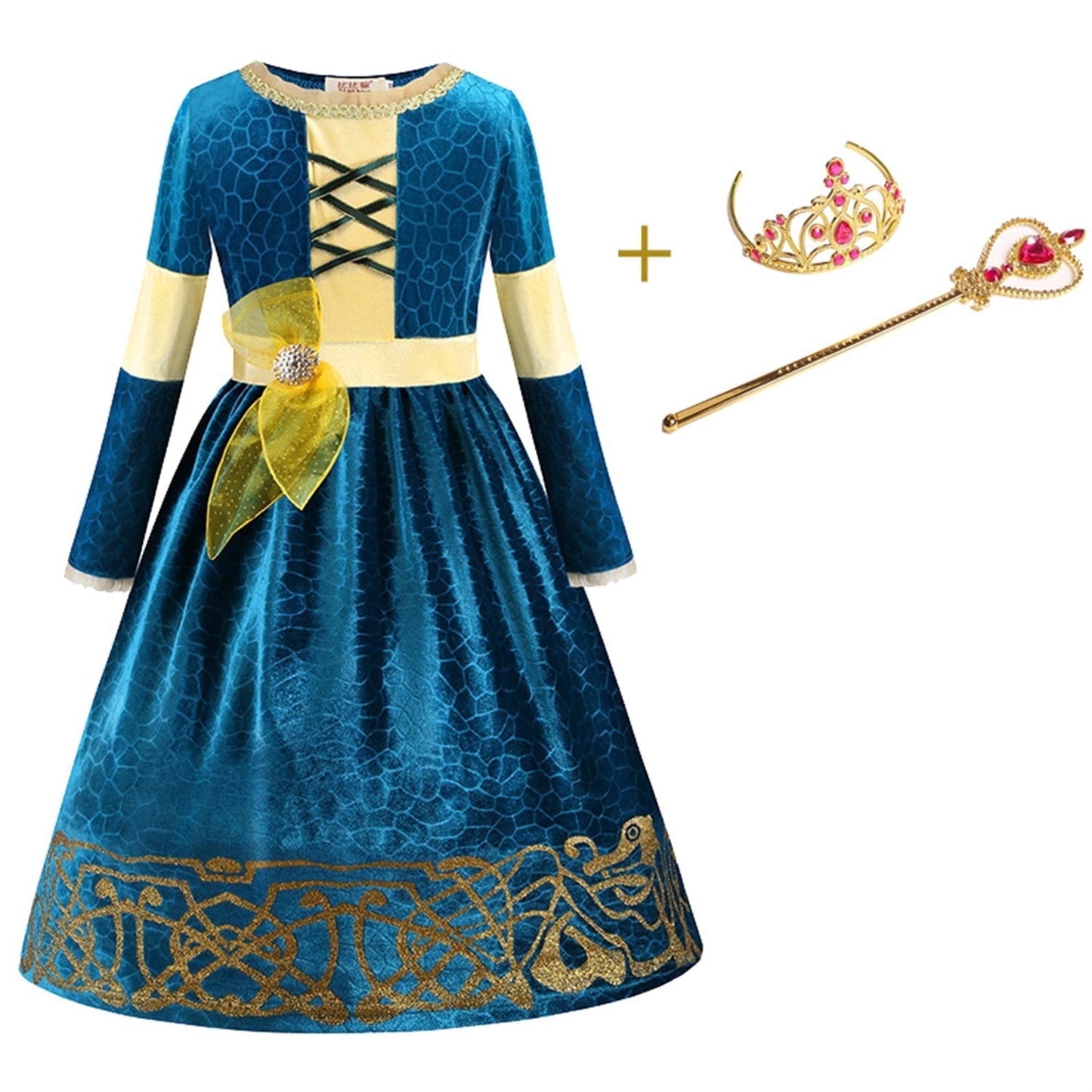 KAWELL Brave Princess Green Costume Kids Dress Up Costume Birthday Carnival Party Classic Costume