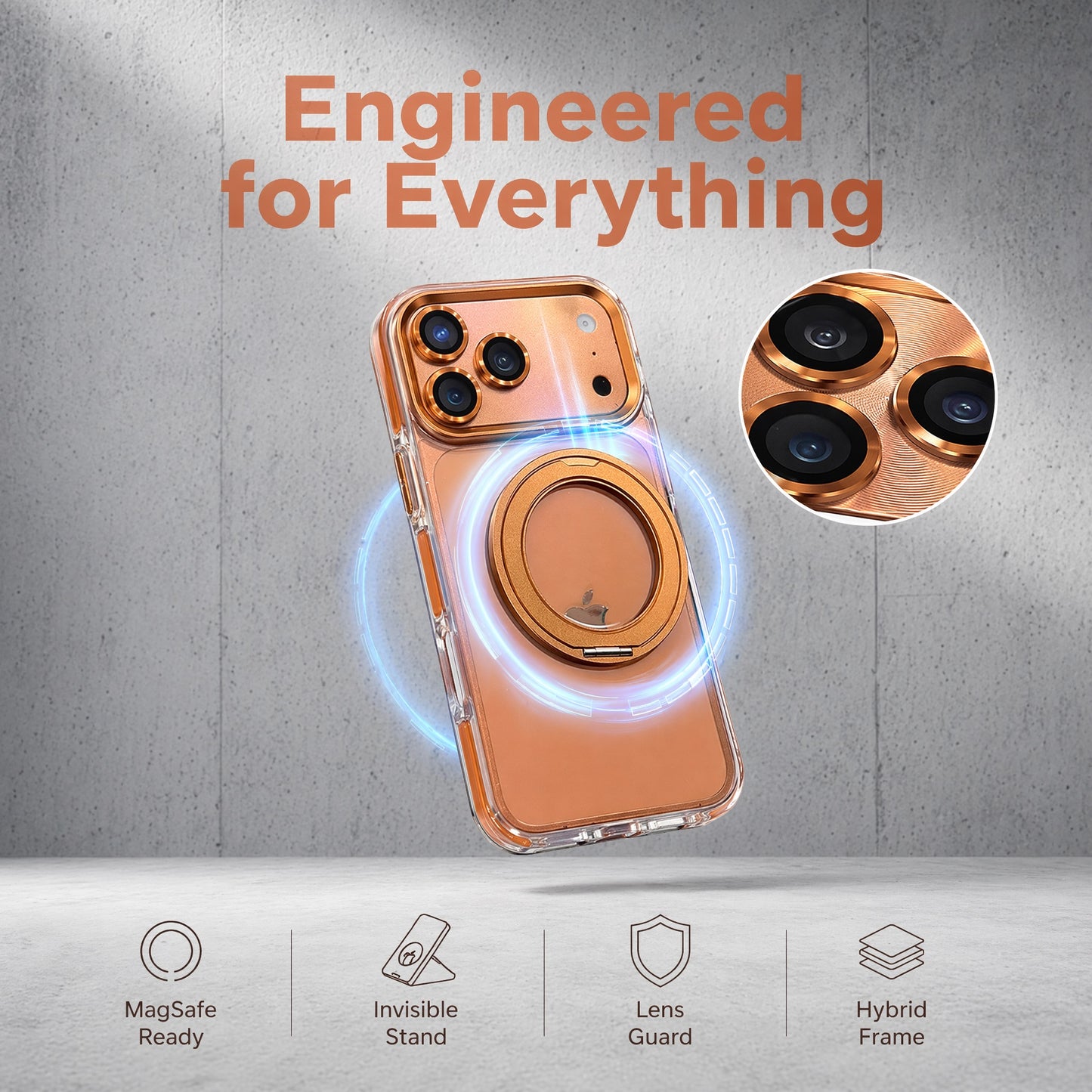 For iPhone 17 Pro Max Magnetic Stand Case | MagSafe Compatible | Military-Grade Drop Protection | Matte Translucent Ring Holder