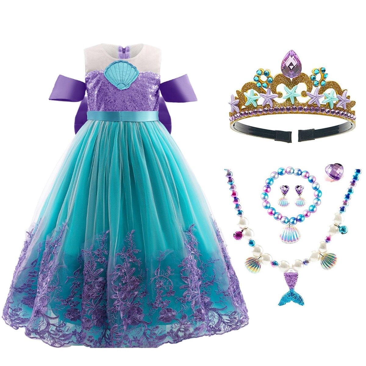 Princess Costume Dress for Girls Kids Birthday Party Halloween Cosplay Costumes 3-10 Years
