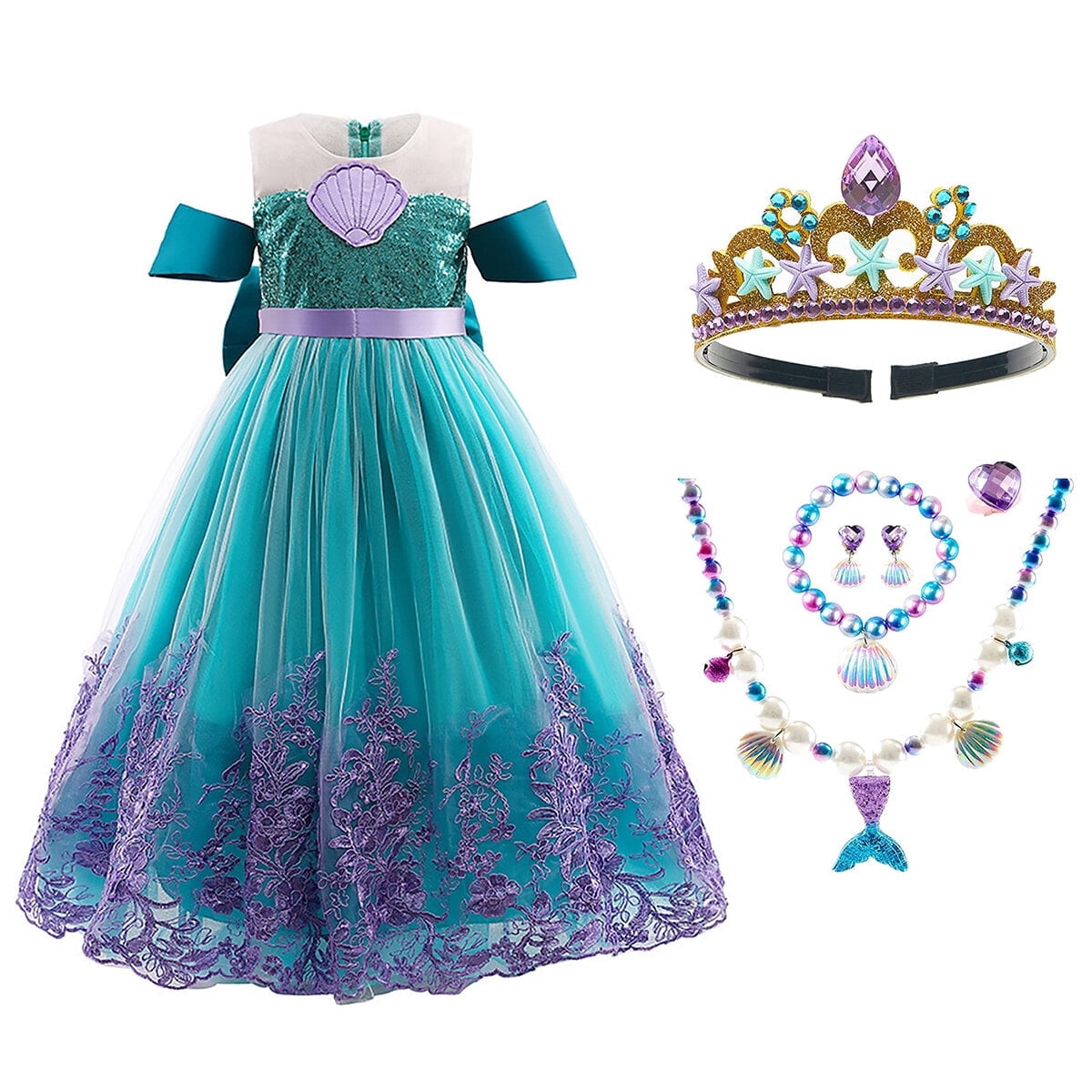 Princess Costume Dress for Girls Kids Birthday Party Halloween Cosplay Costumes 3-10 Years