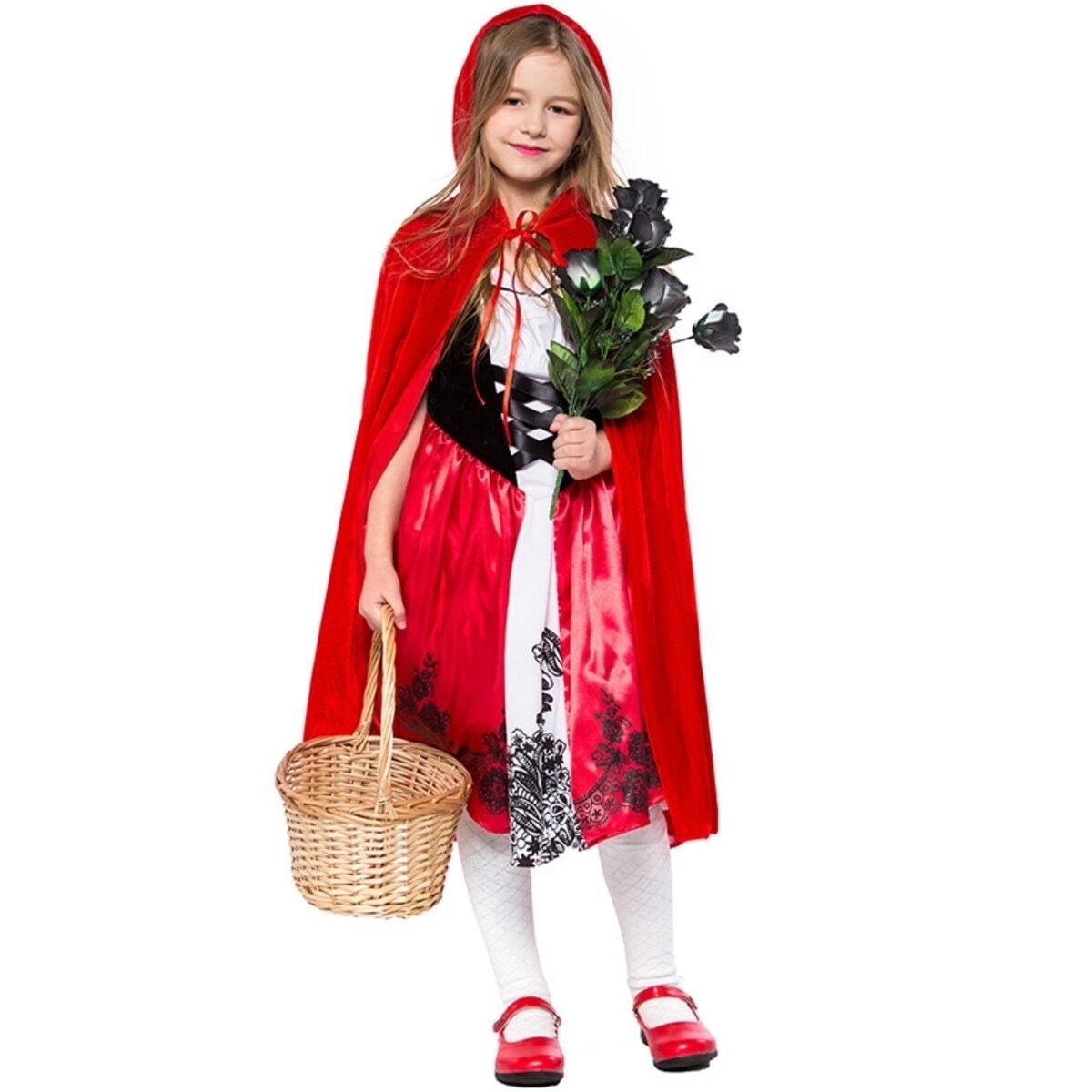KAWELL Red Fancy Dress Costume Halloween with Hooded Cape