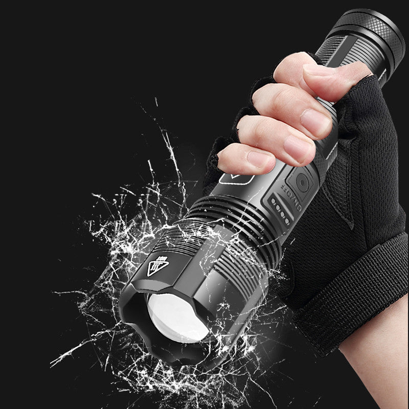 XHP50 LED Tactical Flashlight – USB Rechargeable Zoomable Outdoor Torch (800-1000 Lumens)