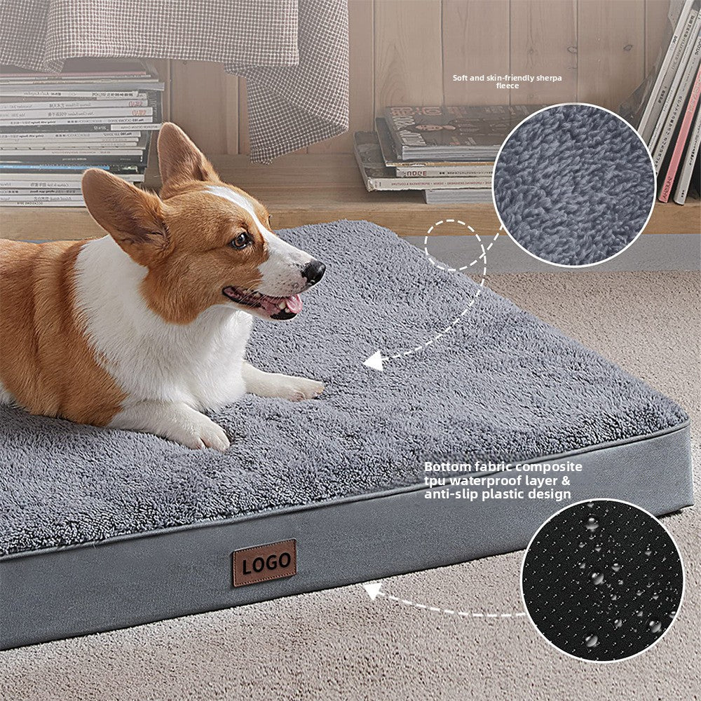 Cotton Plush Dog Bed Mat – Anti-Slip, Bite-Resistant & Washable Pet Pad for Dogs & Cats