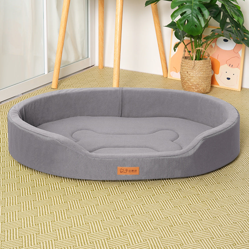 KAWELL Fleece Dog Nest Bed – Bite-Resistant Oxford Cloth, Waterproof, 4 Colors