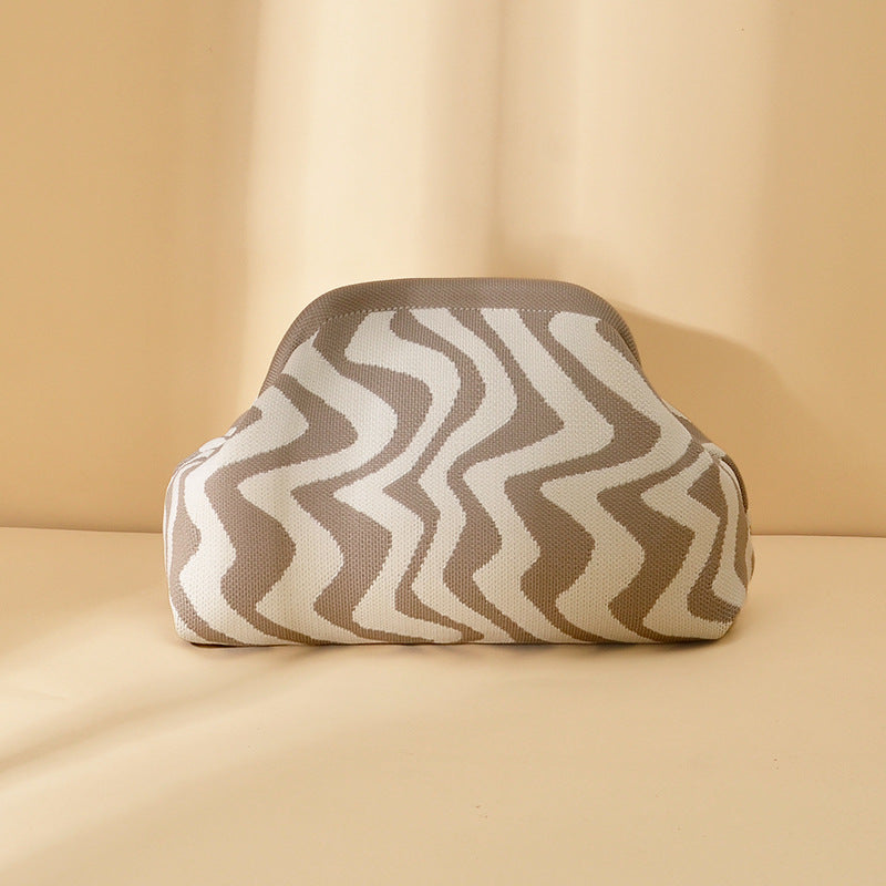 Striped Knitted Clutch Bag | Large Capacity Portable Cosmetic & Beach Bag for Women