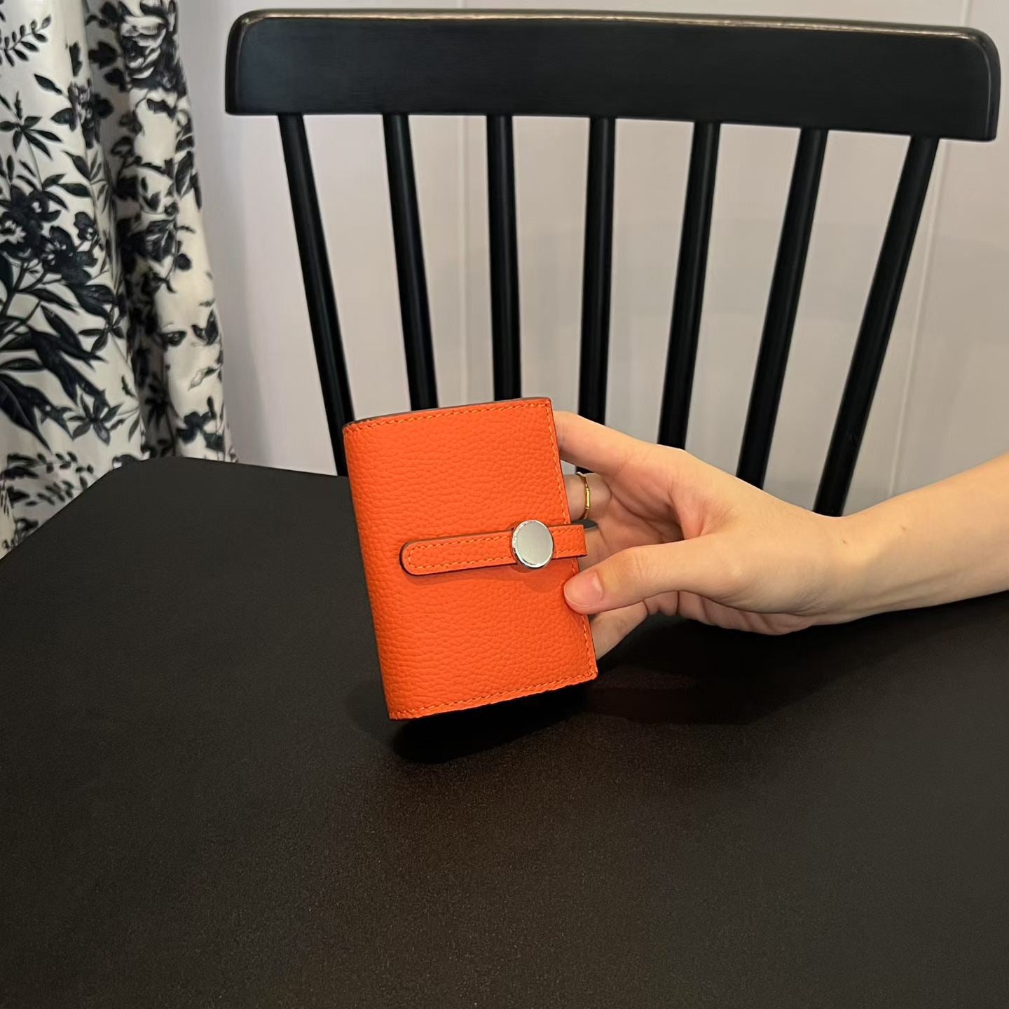 Genuine Leather Mini Wallet for Women – Slim Coin Purse with Strap Buckle & ID Window