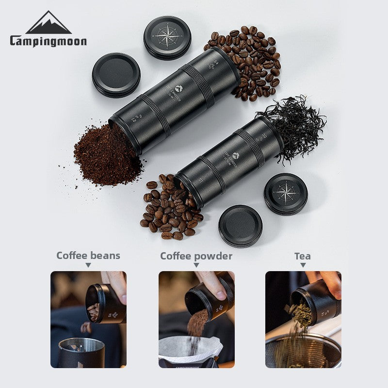 KAWELL Blackened Aluminum Alloy Coffee & Tea Storage Canister – Airtight, Portable, Camping
