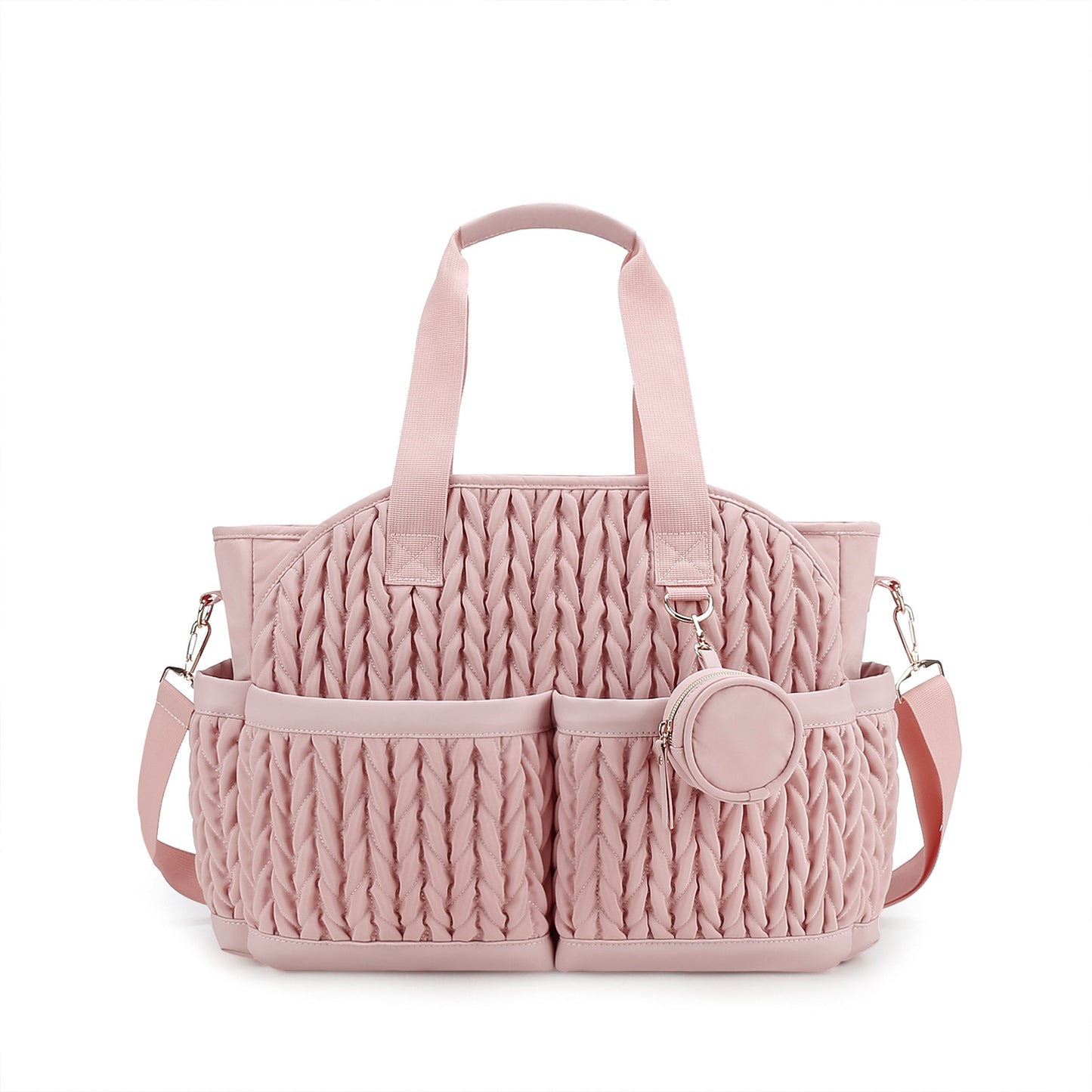 Embroidery Mommy Bag – Shoulder & Portable Diaper Storage Bag, 4 Colors