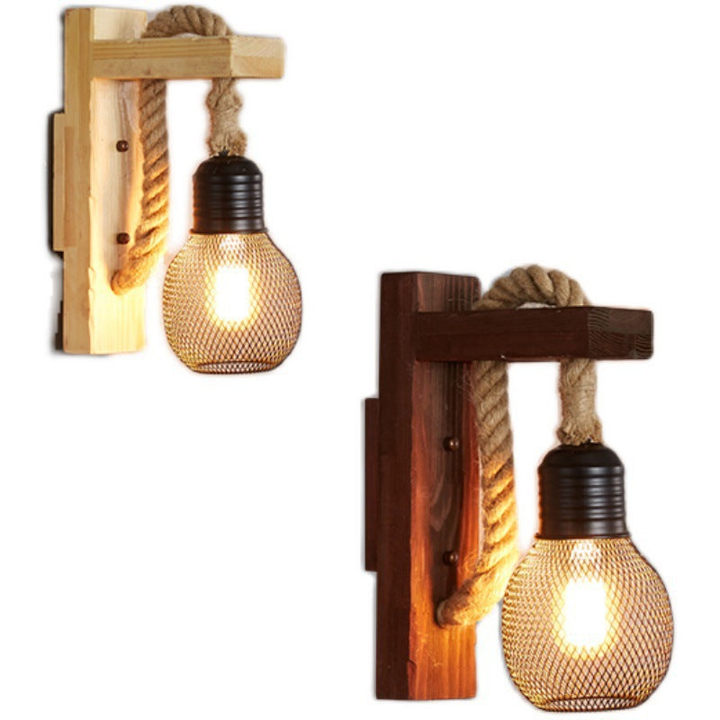 Rustic Wood LED Wall Sconce | Industrial Vintage Wall Lamp for Cafe, Bar, Restaurant & Bedroom