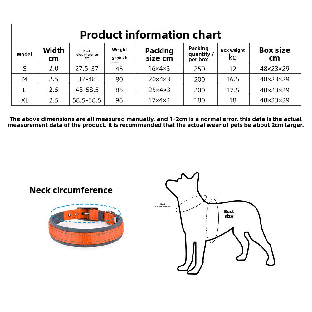 Neoprene Dog Collar – Reflective Comfortable Neck Collar for Small Medium Large Dogs