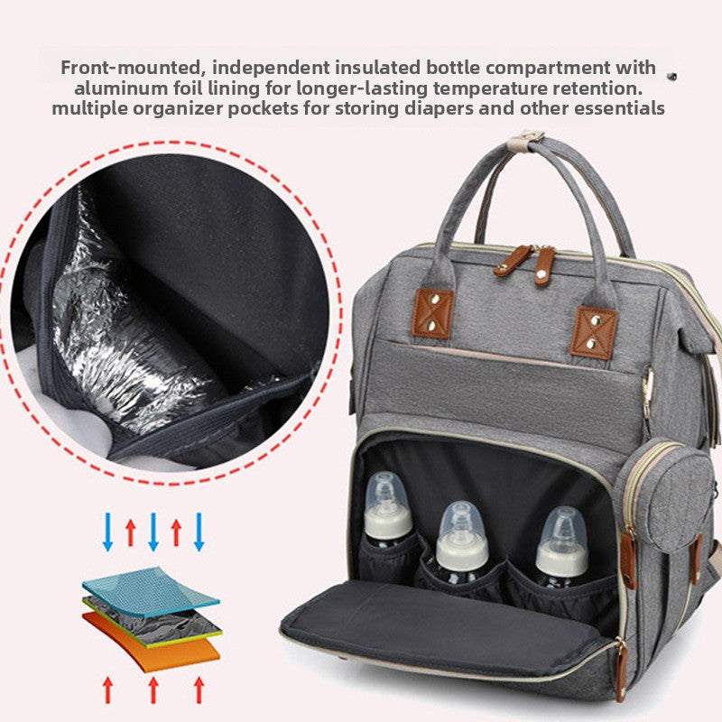 Large Capacity Mommy Bag | Portable Folding Bed Bag | Double Shoulder Baby Bag