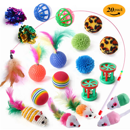 Interactive Cat Toy Set – Tunnel, Feather Wand, Plush Mouse & Sound Toys for Indoor Cats