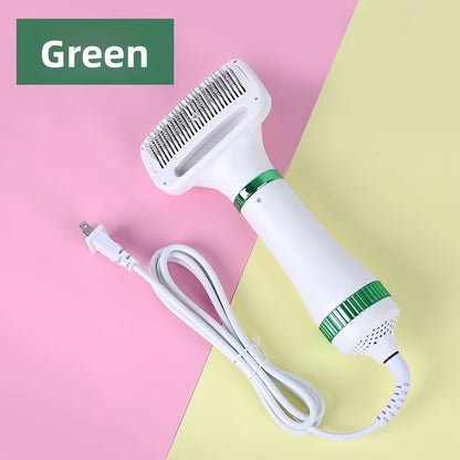 2-in-1 Pet Hair Dryer and Grooming Brush - Professional Dog & Cat Blow Dryer with Detangling Comb for Home Pet Grooming