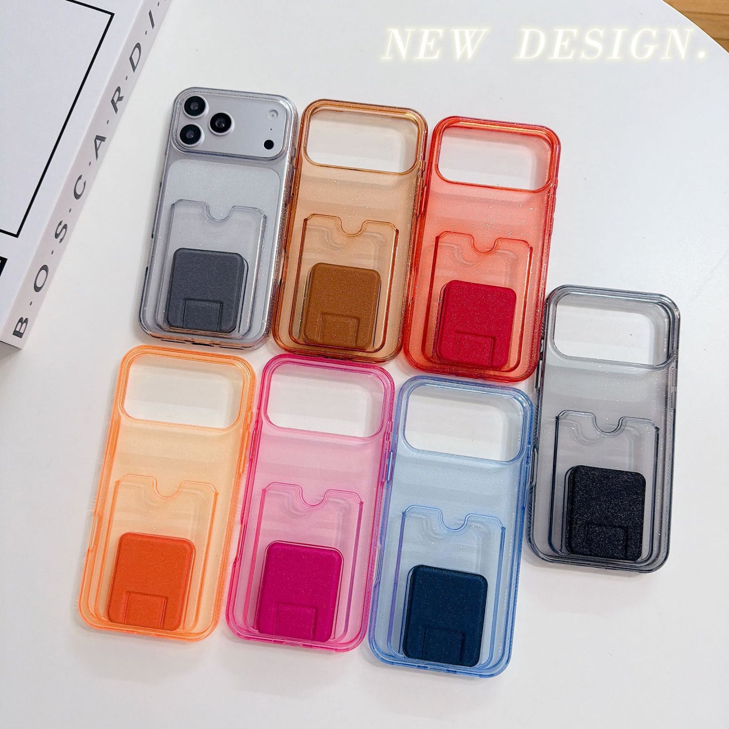 For iPhone 17 Pro Max Glitter Case with Card Holder & Kickstand – Sparkle Wallet Phone Cover