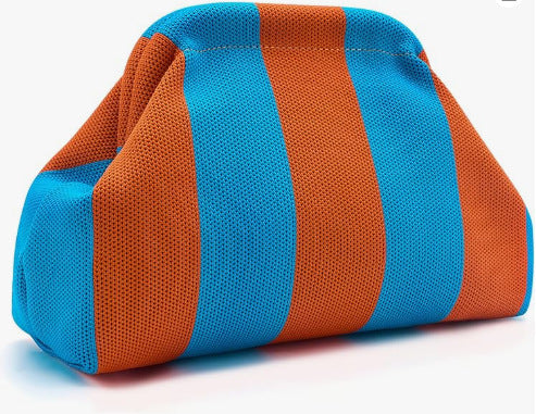 Striped Knitted Clutch Bag | Large Capacity Portable Cosmetic & Beach Bag for Women