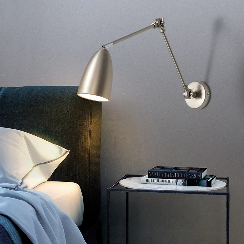 KAWELL Adjustable Swing Arm Wall Lamp - Modern Telescopic Reading Light with Rotating Bracket for Bedroom, Study & Living Room