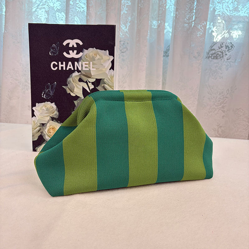Striped Knitted Clutch Bag | Large Capacity Portable Cosmetic & Beach Bag for Women