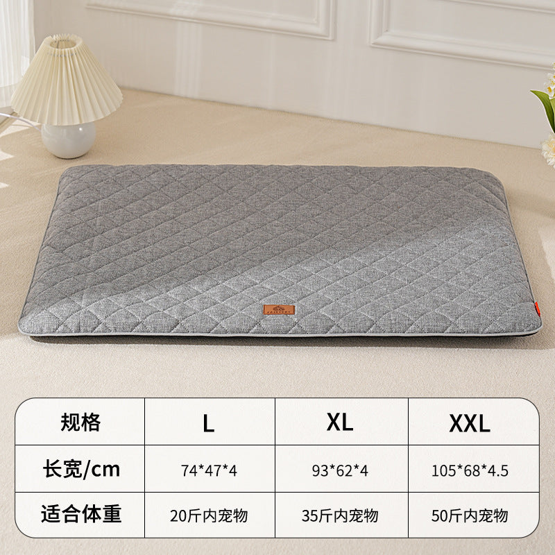 Linen Dog Mat – Washable, All-Season Pet Kennel Pad for Dogs & Cats (L Size)