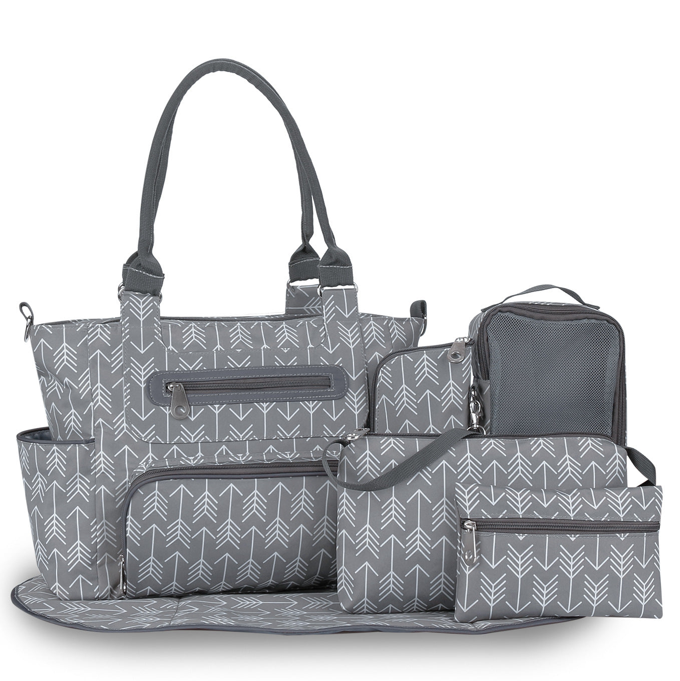Large Capacity Mommy Diaper Bag Set – Multifunctional Handbag with Stroller Hook, Bottle Bag & Changing Pad | 6 Colors