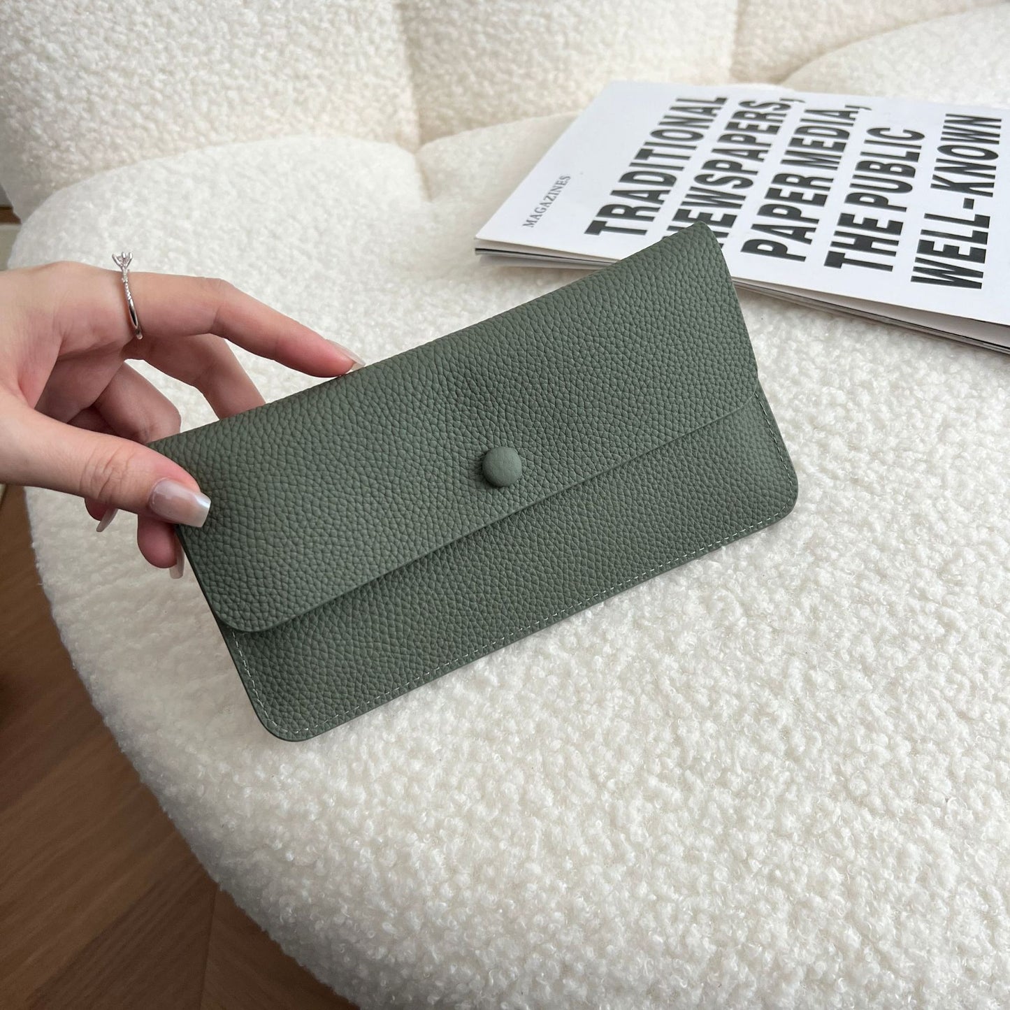 Women's Genuine Leather Long Wallet – Ultra-Thin Slim Card Holder & Bill Organizer (10 Colors)
