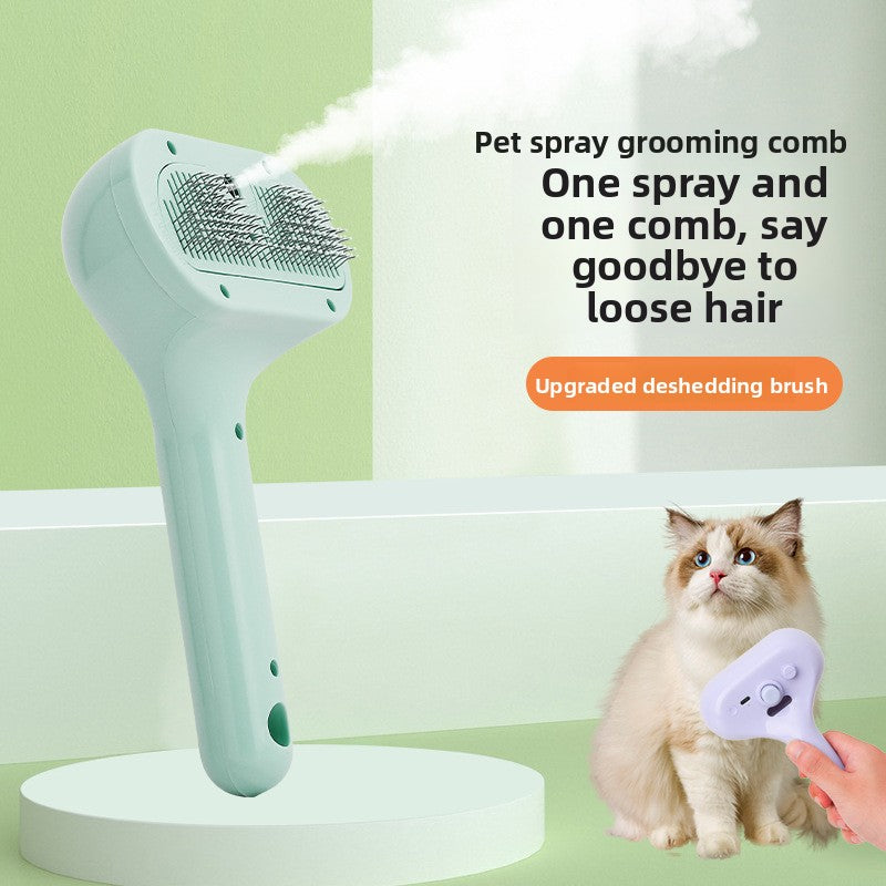 KAWELL Electric Pet Spray Pin Comb – Rechargeable Grooming Brush with Mist for Cats & Dogs