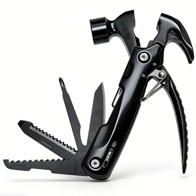 KAWELL Multi-Function Folding Tool Pliers – Stainless Steel Camping Hammer with Window Breaker & Life Cone