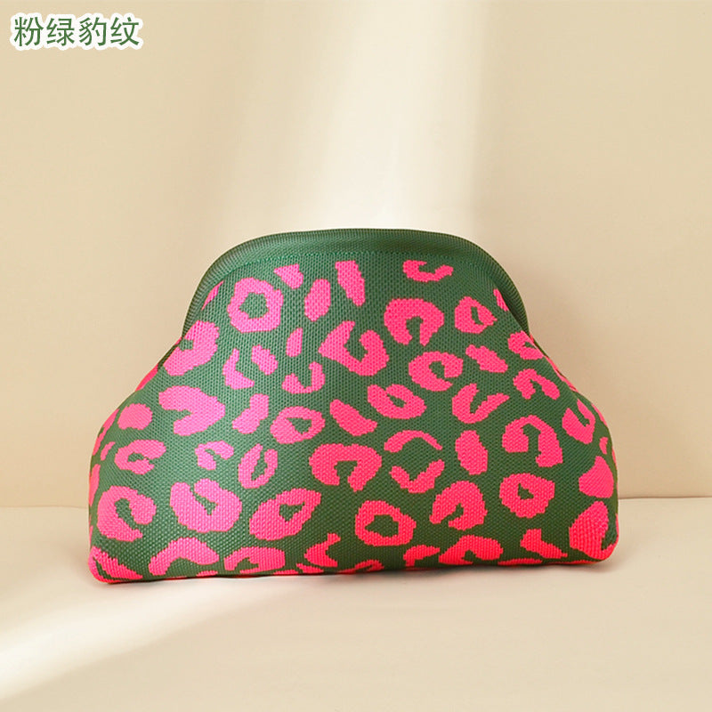 Striped Knitted Clutch Bag | Large Capacity Portable Cosmetic & Beach Bag for Women