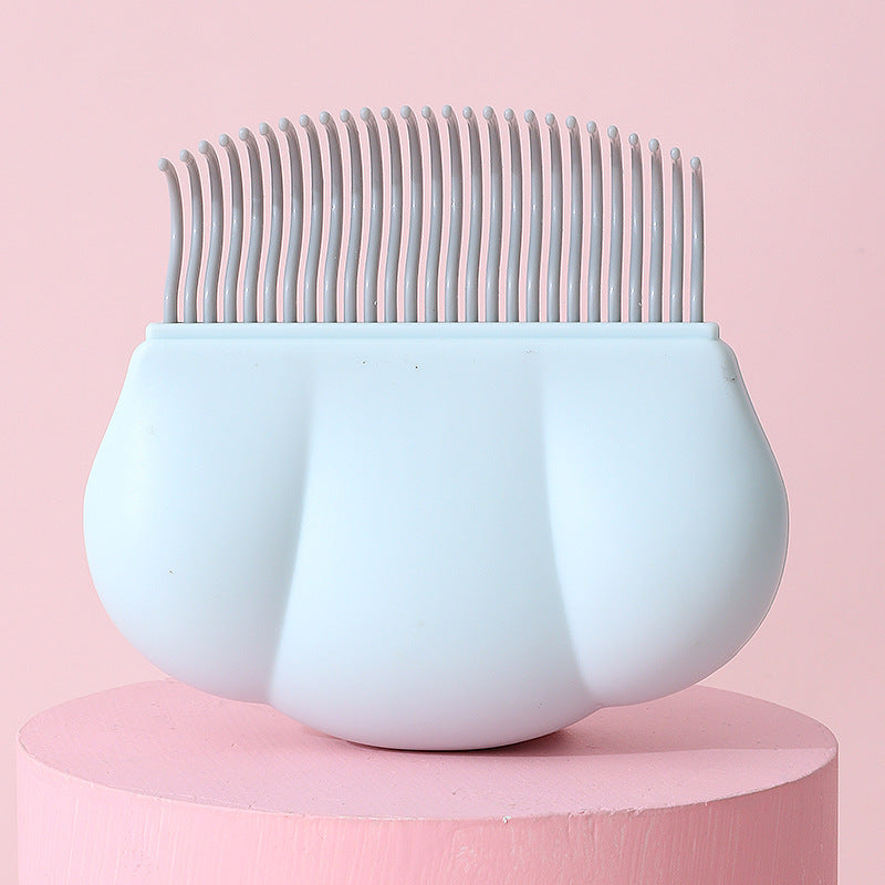 Shell-Shaped Pet Massage Brush - Soft Silicone Grooming Comb for Cat & Dog Hair Removal and Detangling