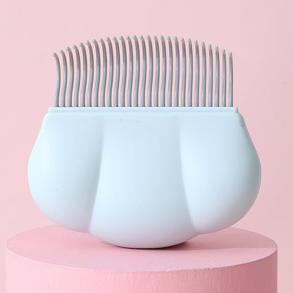 Shell-Shaped Pet Massage Brush - Soft Silicone Grooming Comb for Cat & Dog Hair Removal and Detangling